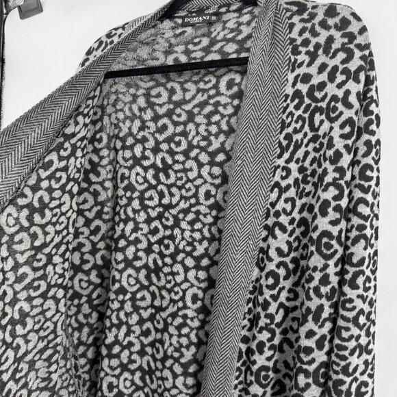 DOMANI Long Open Front Cardigan SZ 3X Animal Print Cozy Long Lounge Layer Office - Picture 1 of 11